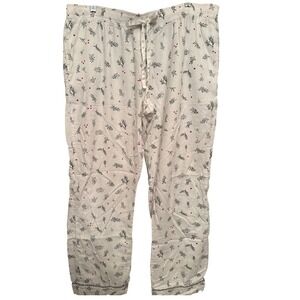 Gilligan & OMalley Womens XL Pajama Pants Sleepwear Holly Print Drawstring White